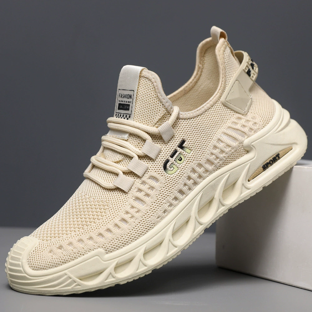 Мужская обувь Летняя новая дышащая ледяная шелковая летающая вязка удобная дикие кроссовки модные тренды студенческая обувь повседневная