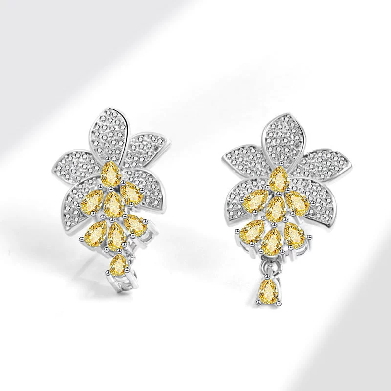 Fashionable earrings, universal dress, Japanese and Korean, flowered, wholesale