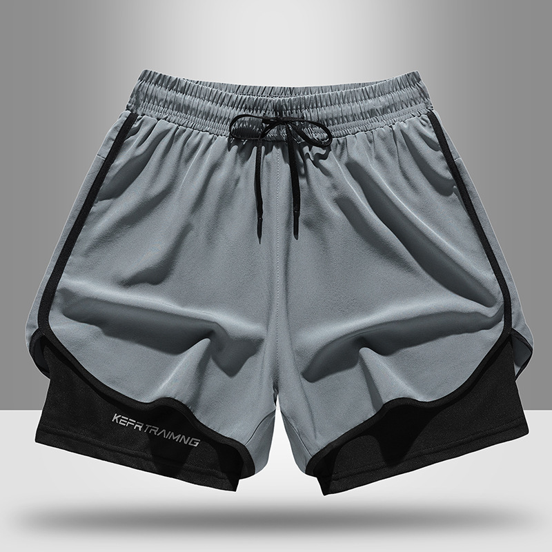 Falsamente dos pantalones de baloncesto americano de cinco puntos pantalones cortos deportivos de verano hombres y mujeres de secado rápido entrenamiento de carrera casual forro de fitness