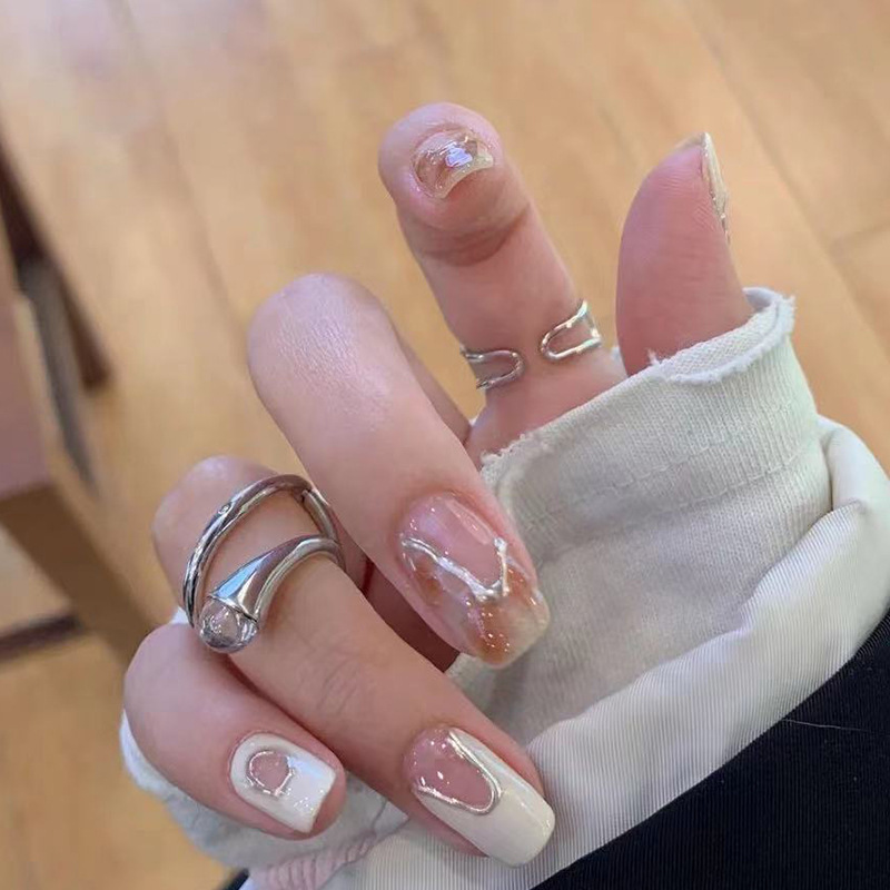 Pure Desire Latte Blush Simple Whitening Wearable Nails High-End Manicure Wearable Fake Nails Factory Wholesale