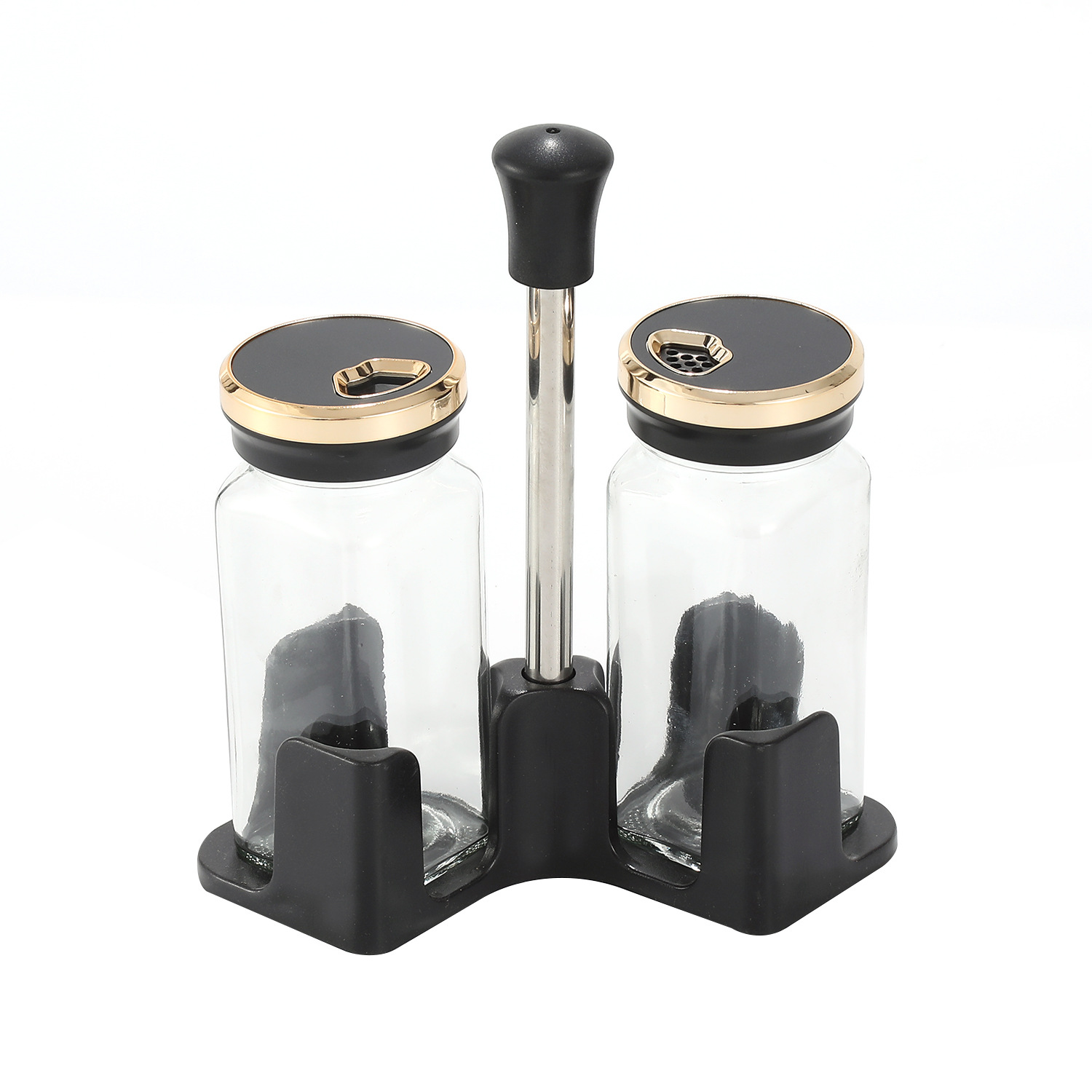 Botella de condimento de vidrio de cocina ligera de lujo al por mayor humedad lata de sal condimento lata de botella de sal