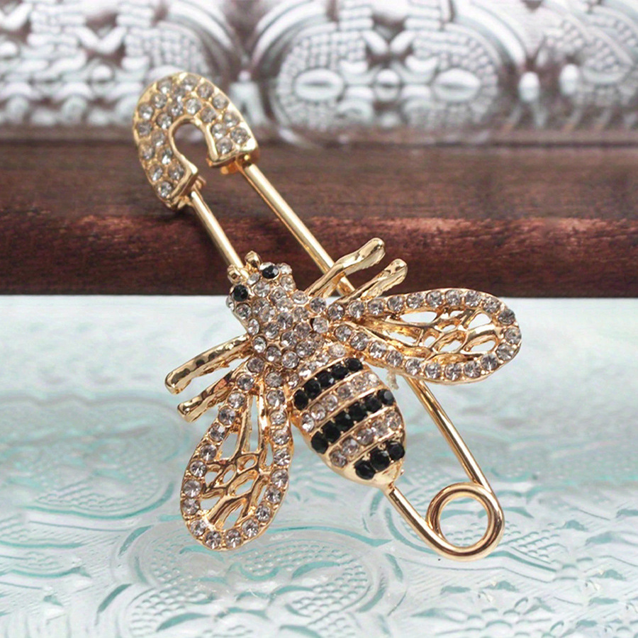 韩版优雅蜜蜂胸针镶钻镂空蜜蜂胸针大衣西装围巾别针配饰现货批发
