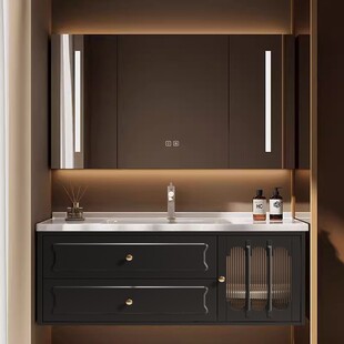 New French Style Retro Ceramic All-in-One Basin Bathroom Cabinet Combination Bathroom Rock Plate Seamless Wash Table Wash Basin Cabinet