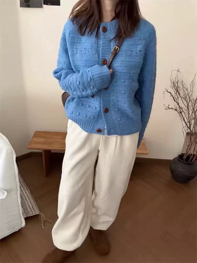 Cross-border coreano retro industria pesada gancho flor nicho de punto cardigan de mujeres otoño invierno nuevo cuello redondo abrigo suéter suelto image 8