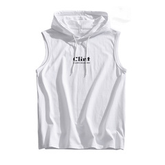 フード付きノースリーブ Tシャツ夏の新しいメンズベスト純綿トレンディカジュアルルーズプリント服メーカーのドロップシッピング