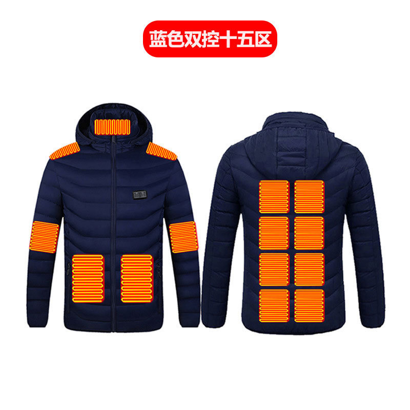 越境冬用スマート加熱綿服、保温発熱服、綿ジャケット、充電式フード付き電熱服、スマート発熱|undefined