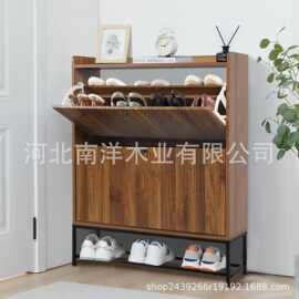 亚马逊跨境简约条纹鞋柜入户玄关桌家用现代窄型独立门口复古鞋架