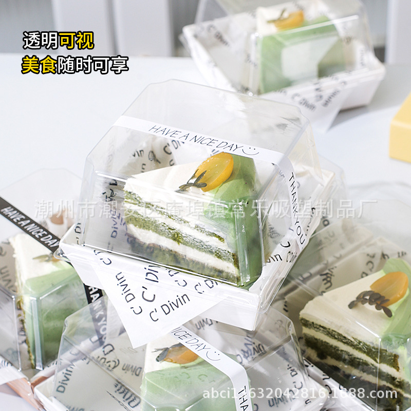 Caja de embalaje de pastel de corte de 6 pulgadas de pastel de lasana mousse insins bloque de corte de viento a prueba de niebla y caja de embalaje de postre gruesa