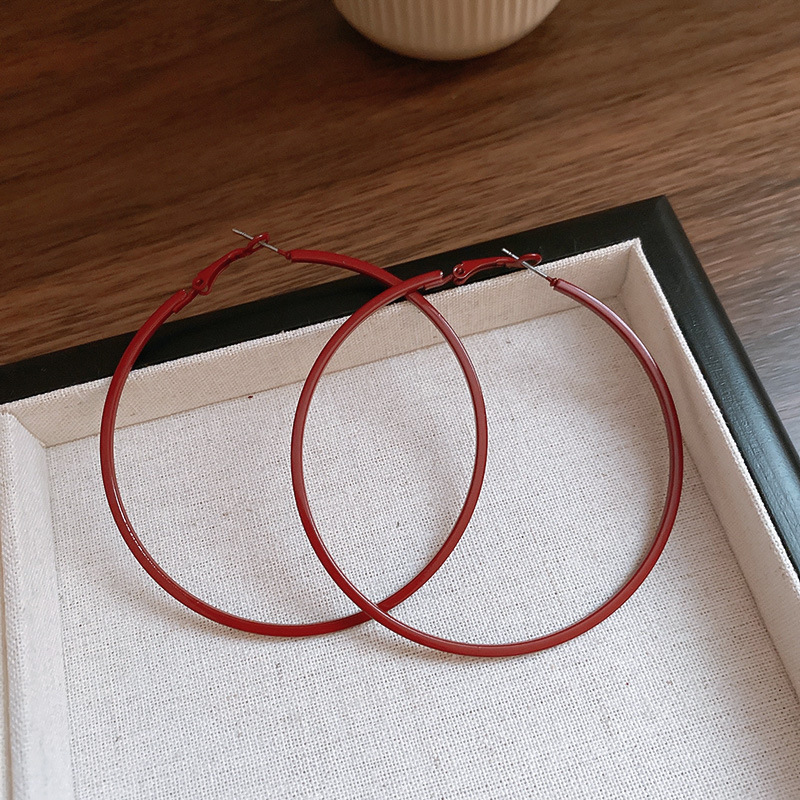 Aguja de plata, anillo de oreja rojo Encola, pendientes de temperamento de nicho retro de moda, pendientes europeos y americanos, lujo ligero, mujeres de alta gama