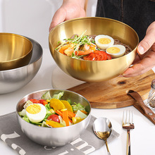 不锈钢韩式冷面碗水果沙拉碗单层拌饭碗汤碗沙拉盆料理碗家用商用