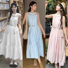 波西米亚吊带连衣裙两件套民族夏季新款法式超仙森系海边度假长裙