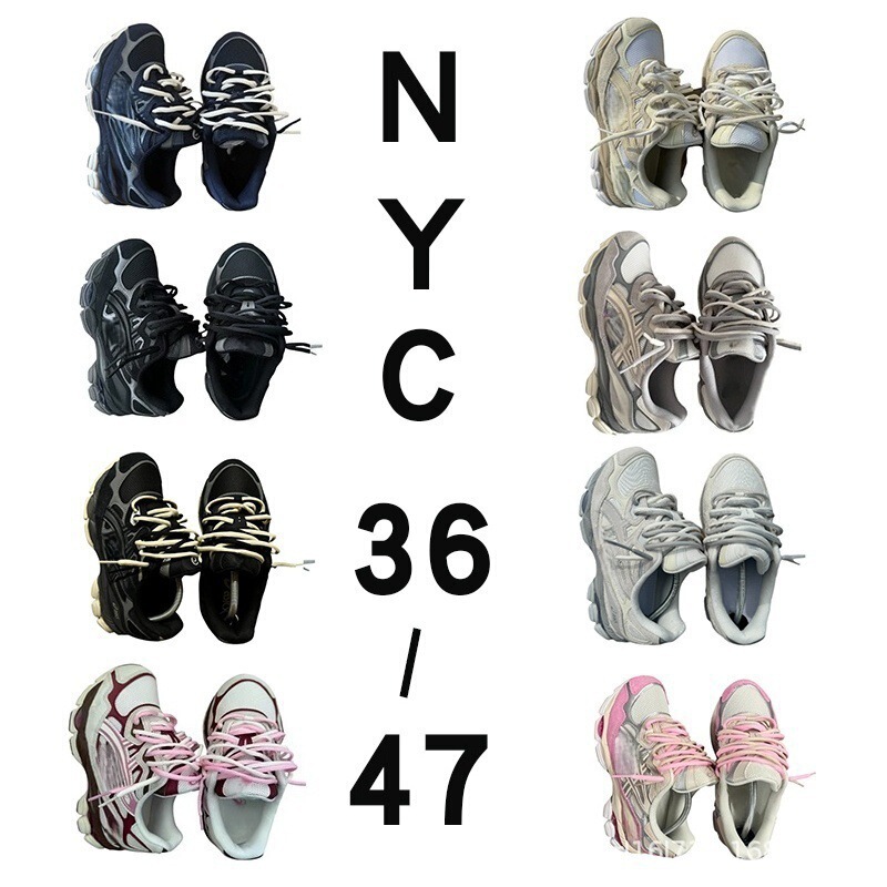 Cross-Border New Men's Shoes: Asics Gel-Nyc Double-Strap Dad Shoes, Tennis Shoes, Feather Shoes, Couple's Sports Shoes for Men