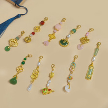 国风竹节平安扣沙金吊坠女diy手工中式旗袍压襟挂件古风服装配饰