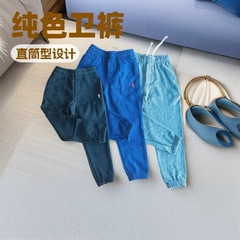 2025秋款儿童纯色小毛圈小马刺绣卫裤男女童休闲运动裤中腰长裤