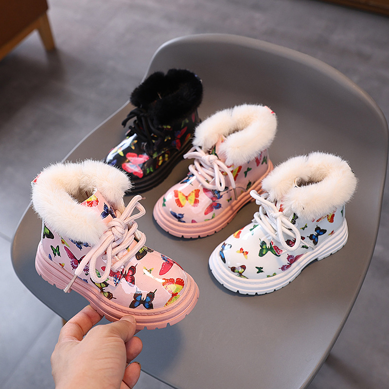 Kinderen bedrukt 2024 winter nieuw item bloemen Martin jongens katoenen schoenen meisjes leren kinderlaarzen_voghion.com