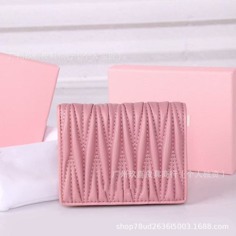高品質の既製の女性の財布ファッションプリーツシープスキンカードバッグ甘い美少女大容量小銭入れ卸売|undefined
