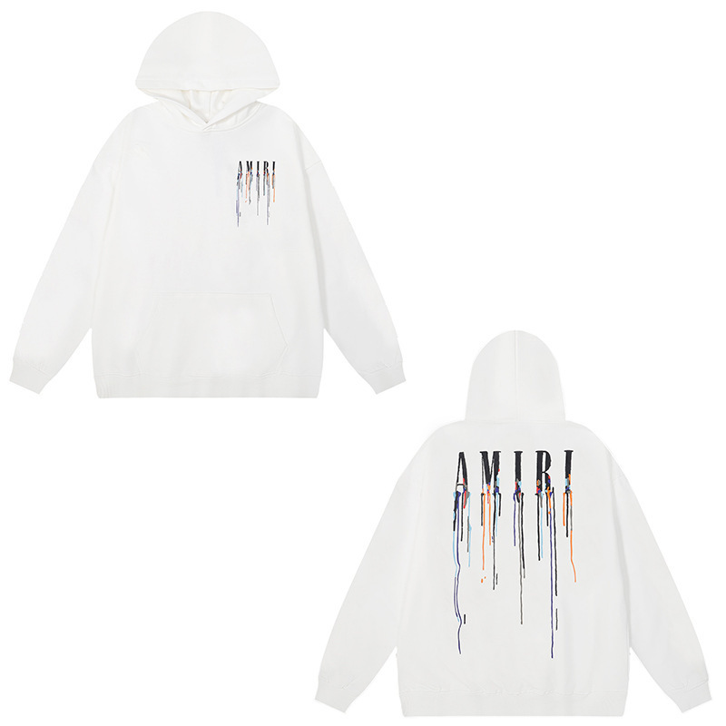 アメリカンストリート Amiri ニッチハイストリート男性と女性のカップルソリッドカラーコットンプリントプルオーバースウェットシャツレトロパーカー|undefined