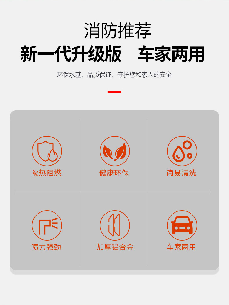 Car-Mounted Fire Extinguisher, Water-Based, Small, Portable, for Car, Home, and Sedan Use, Fire-Fighting Equipment, Handheld Type