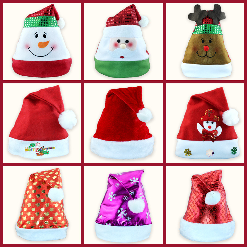 Sombreros de Navidad Papá Noel accesorios para niños dibujos animados adornamientos Sombreros rojos de Navidad