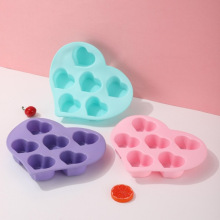 外贸6连爱心硅胶蛋糕模慕斯蛋糕模具巧克力果冻布丁模具易脱模