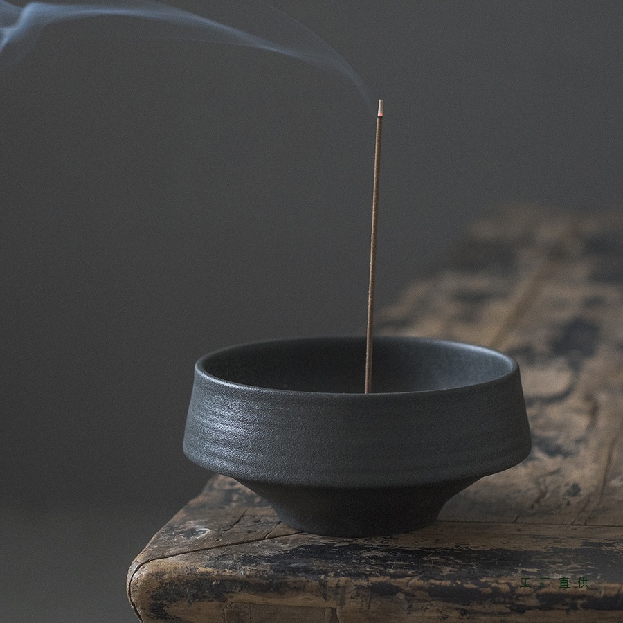 日式手工陶瓷禅意香炉家用复古香薰炉创意室内线香插香托香立摆件