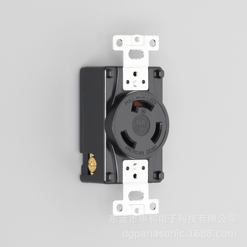 AMERICAN DEN美国电机3320美标工业插座30A250V暗装电机插座黑色