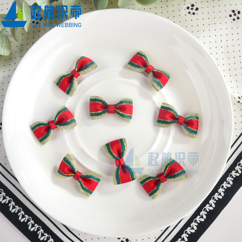 Cross-border 3*1.5 Mini Christmas Butterfly Bow Decoration Christmas Tree Headwear Clothing Butterfly Bow Accessory