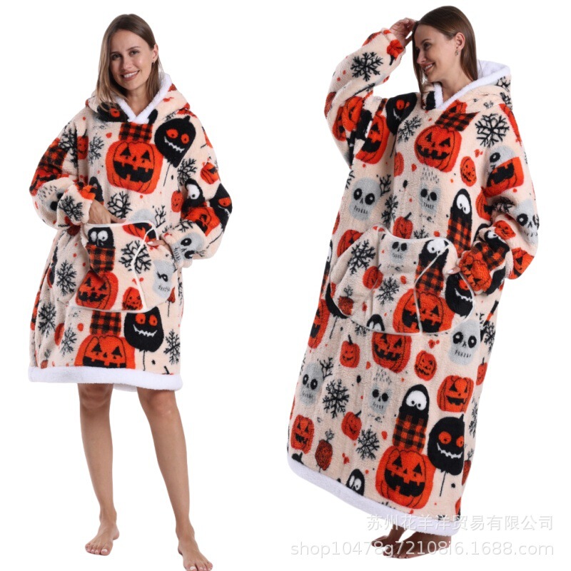 新しい防寒服 tk ドロップシッピングホームパジャマ怠惰なテレビブランケット特大極厚拡張大人パーカー tm ラベル|undefined