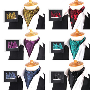 Korean version of the British fashion yarn-dyed Pace cashew flower yarn-dyed gentleman suit shirt scarf pocket towel suit spot