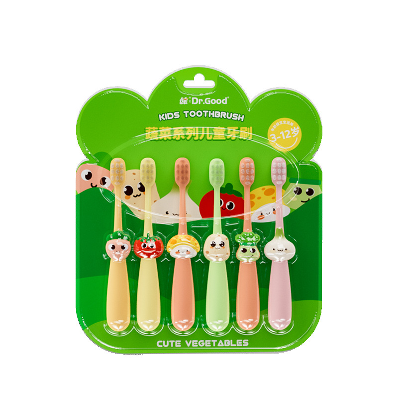 Jian ブランド子供用柔らかい毛歯ブラシカード 3 〜 8 歳の子供の漫画野菜歯ブラシ柔らかい毛歯肉保護 6 パック工場卸売|undefined
