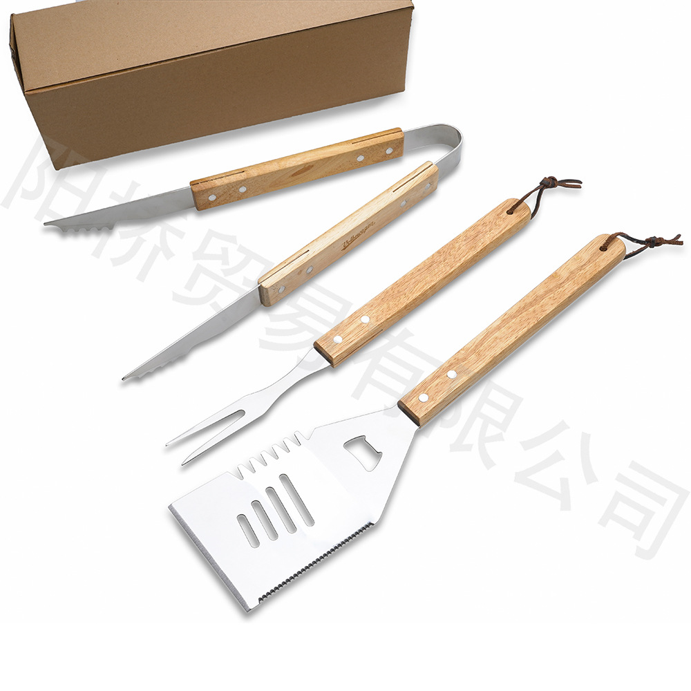 Fabricantes al por mayor set de barbacoa al aire libre herramientas de barbacoa transfronterizas Amazon horquilla de acero inoxidable horquilla de parrilla 3 piezas combinación