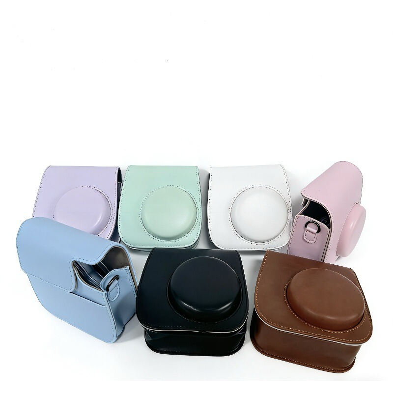 Polaroid Mini12 Camera Bag Protective Leather Case Instax Mini 11 9 Pu Solid Color Shoulder Photography Bag