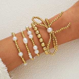 Cross-Border Hot-Selling Hand Jewelry European and American Women's Ccb Fashion Simple Beaded Bullet Force Ball Bracelet Set Wholesale
