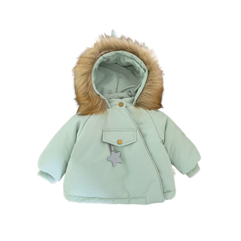 Niña otoño invierno ropa de algodón nuevo bebé coreano algodón pellizco grueso abrigo bebé color caramelo extranjero vestido con chaqueta de algodón