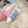 ins Simplicity Hot water summer With cover Straw cup Gao Yan Mug High-capacity milk glass