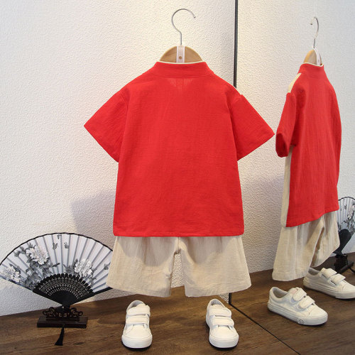 Children's summer boys and girls Hanfu Tang suit Republic of China style antique suit primary school students and toddlers retro performance costumes