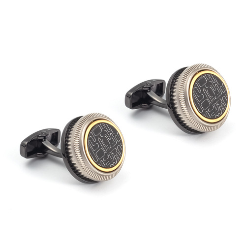 New high-end double-layer black CD disc alloy metal cufflinks for export men's French cufflinks wholesale