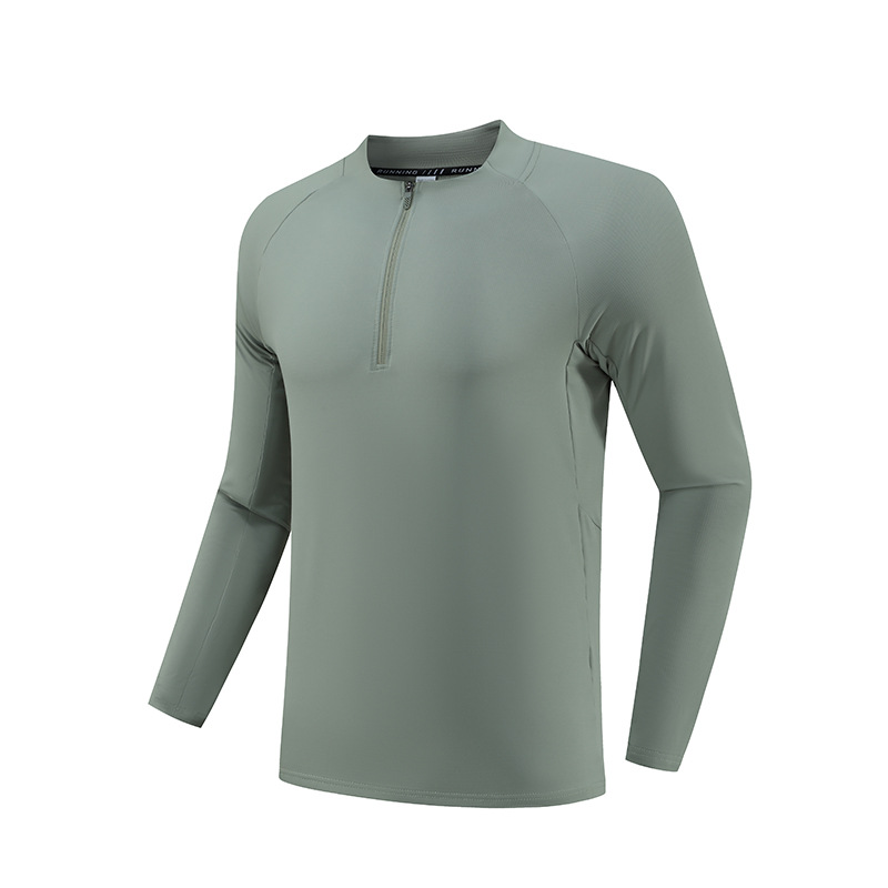 Dijia deportes de secado rápido medio cremallera de manga larga otoño pájaro casa camiseta de correr al aire libre sudor de ciclismo camiseta de fitness transfronteriza