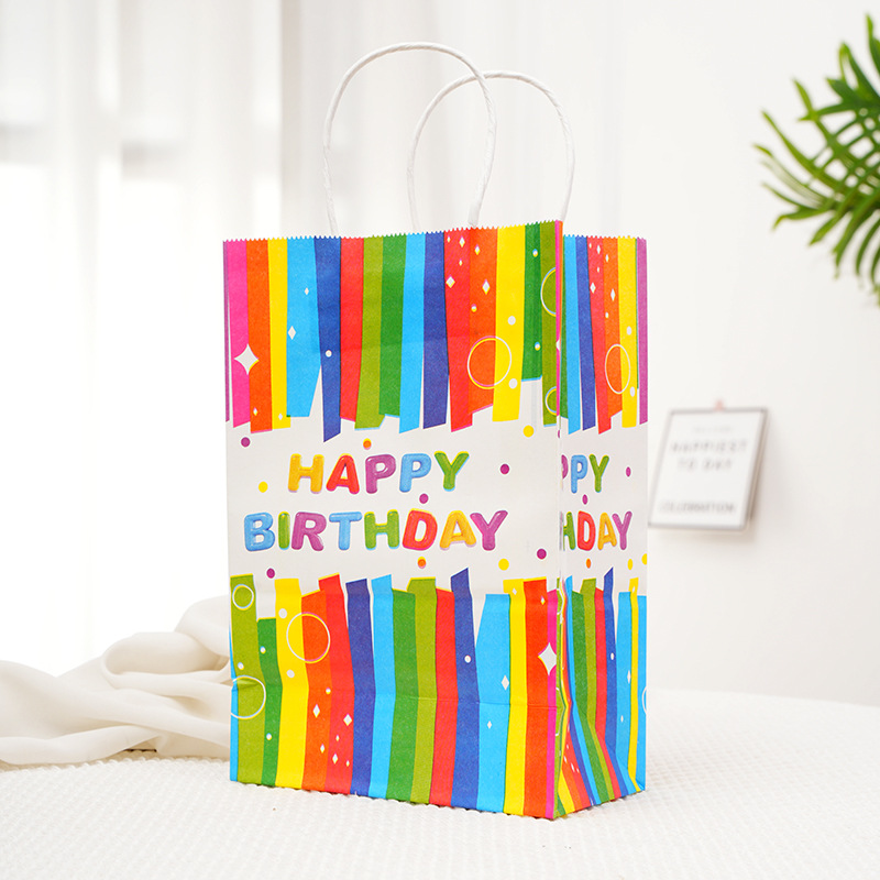 Bolsas de papel kraft en stock Bolsas de papel de cumpleaños felices en inglés Bolsas de regalo de cumpleaños image 9
