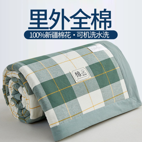 Air conditioner summer thin cotton blanket 100% pure cotton single and double bed dormitory summer cool blanket children's blanket machine washable