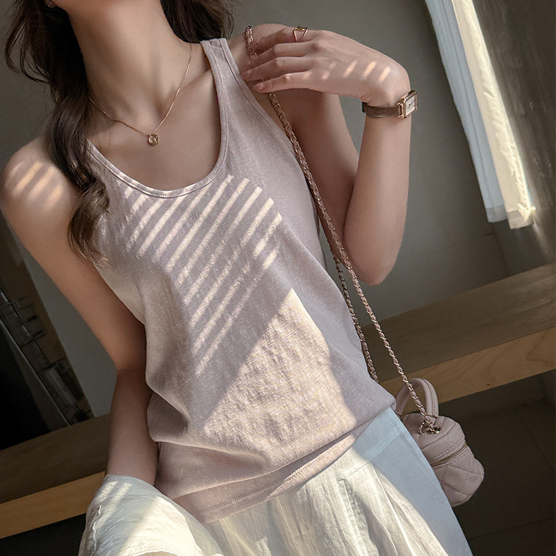 Carefully Selected V-Neck Snowflake Cotton Camisole for Women, Korean Style, Loose, Simple, Versatile, Sleeveless, Fashionable and Stylish Top