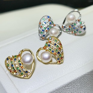 European and American Fashion Exaggerated Personality Diamond Earrings Women's Retro Trend Earrings S925 Silver Needle Natural Freshwater Earrings