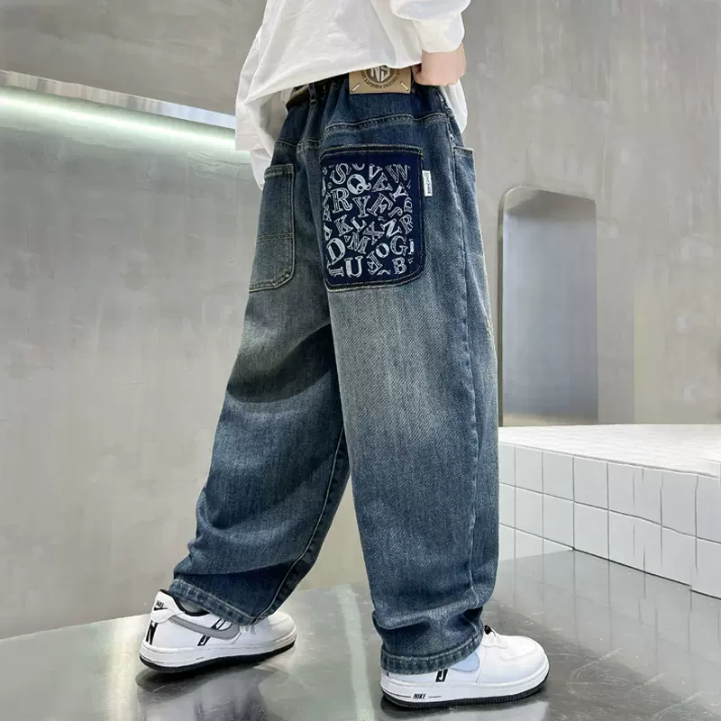 儿童装男童秋装牛仔裤2025新款阔腿裤薄款中大童春装休闲宽松长裤