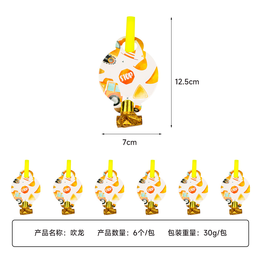 Nueva construcción de ingeniería excavadora tema de cumpleaños de niños tazas de papel desechables bandejas de papel cubiertos set decoración