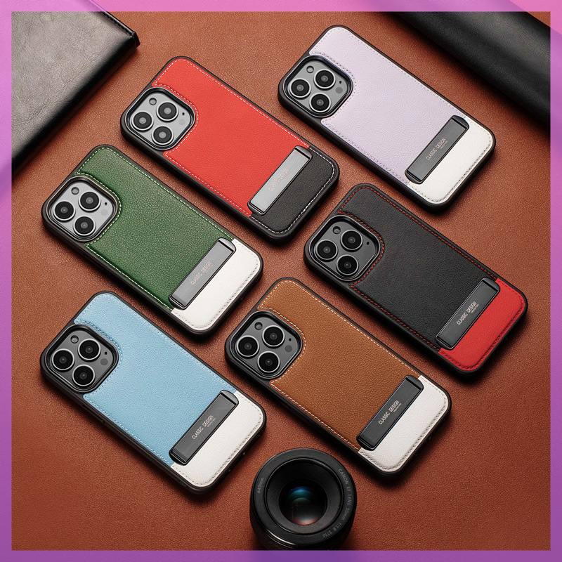 Ốp lưng da có giá đỡ cho iPhone 12–15 Pro Max, chống rơi, bảo vệ toàn diện — [Da ghép màu đen-đỏ-] Ống Kính lỗ lớn, [Da ghép màu nâu đen] Giá đỡ Ống Kính lỗ lớn, [Da ghép màu nâu đen] Ống Kính lỗ lớn, [Da ghép màu đỏ và đen] Ống Kính lỗ lớn chi tiết 3