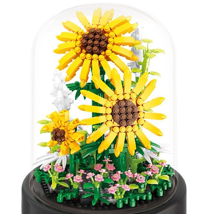 Día de San Valentín educativo ensamblado a mano bloques de construcción de juguete ramo serie decoración de escritorio regalo sorpresa para niños y niñas