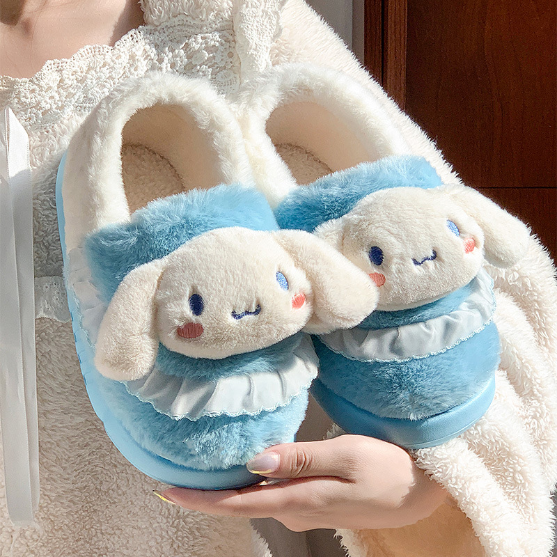 Sanliou invierno pareja zapatillas de algodón para mujeres cálidas en el hogar Kolomiga pelusa adorable bolsas EVA zapatos de algodón tacones