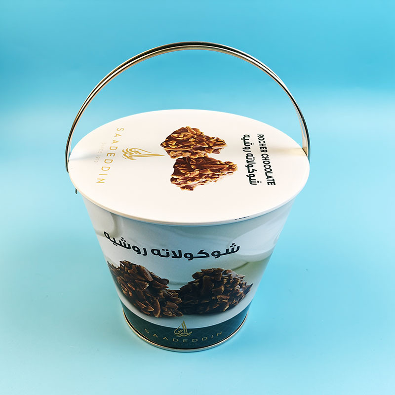 牛奶坚果巧克力铁桶包装手提桶爆米花桶雪花酥牛扎糖酥脆创意手提