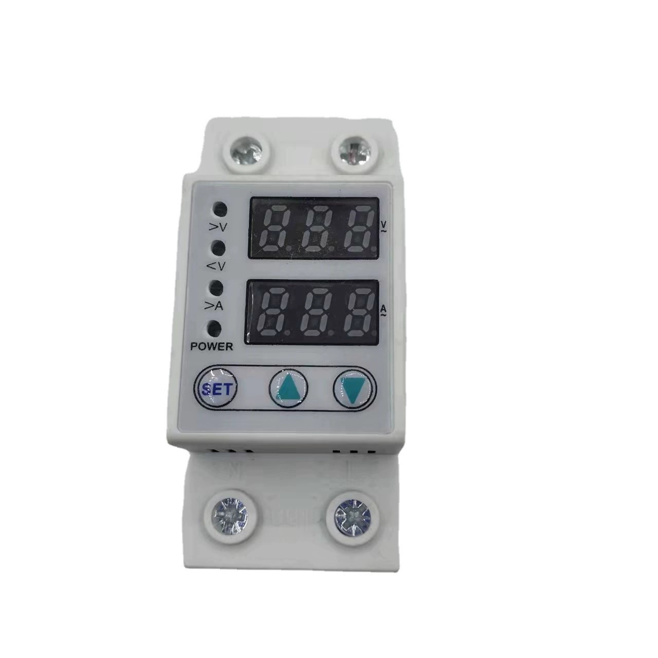 Самосоставной Регулируемый протектор ограничения перенапряжения тока, светодиодный двойной дисплей 40A 63A 220V, цифровой дисплей, три кнопки