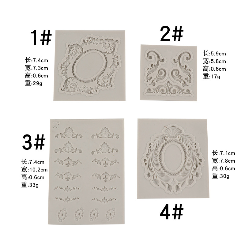 Retro patrón espejo marco de fotos tallado silicona fondant DIY pastel hornear chocolate decoración hecha a mano del molde